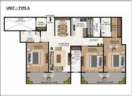 3 BHK Unit with Store