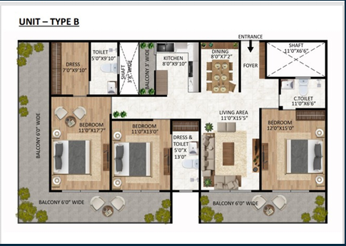 3 BHK Corner Unit